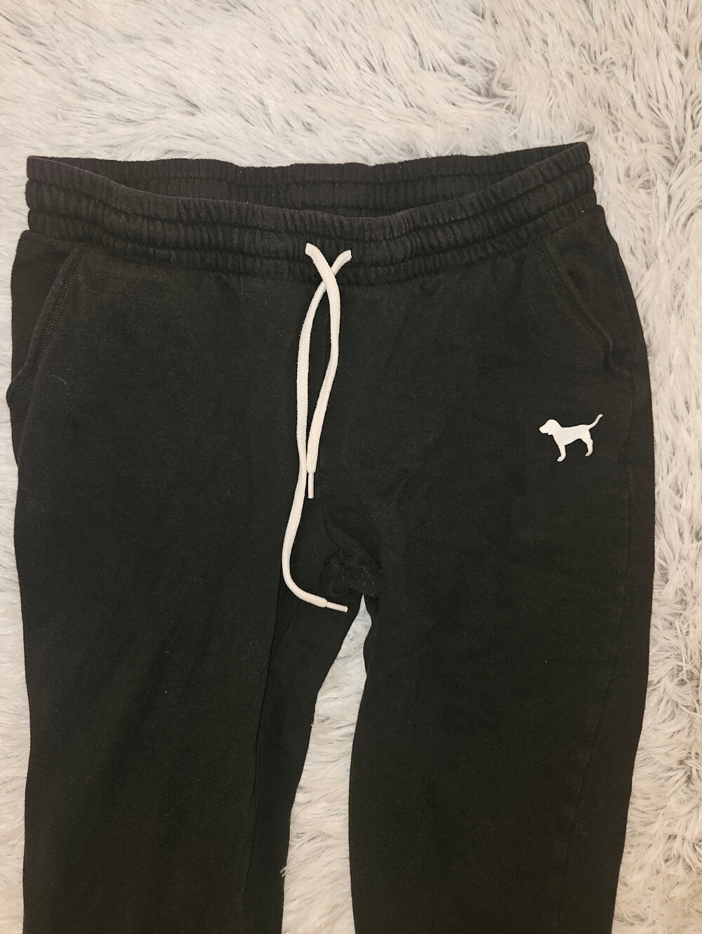 Victoria's Secret PINK Black Jogger Sweatpants Embroidered Floral Logo Women's M - Picture 3 of 8
